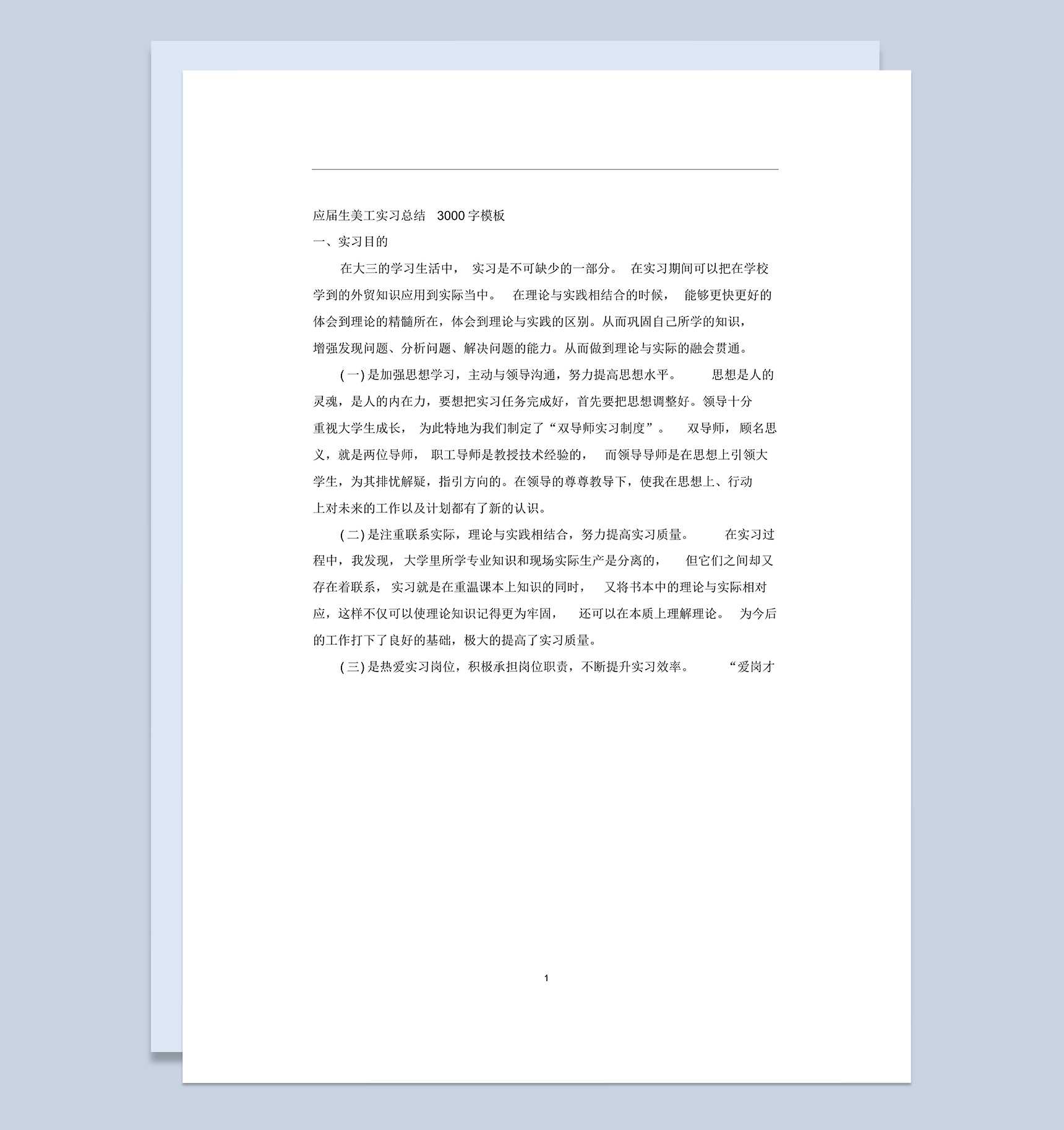 应届生美工专业实习总结汇报范本Word模板