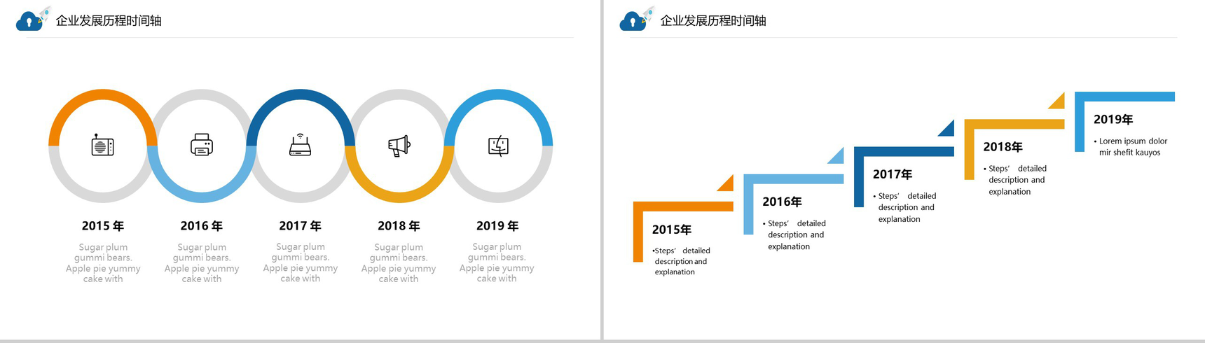 扁平风企业发展历程时间轴图表PPT模板-3