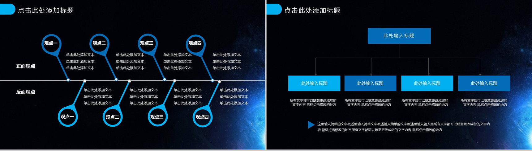 蓝色星空背景网络科技产品宣传工作总结PPT模板-3