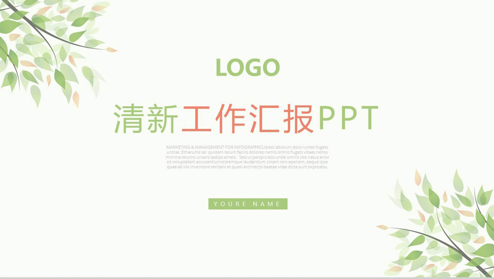 小清新工作总结汇报PPT模板-1