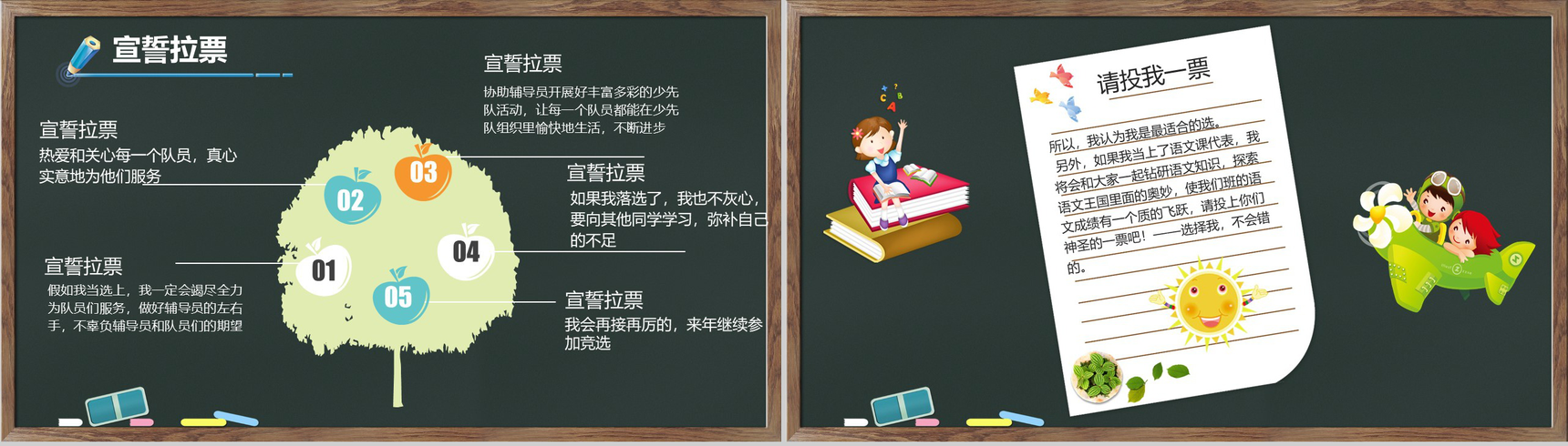 黑板简洁小学生班干竞选PPT模板-6