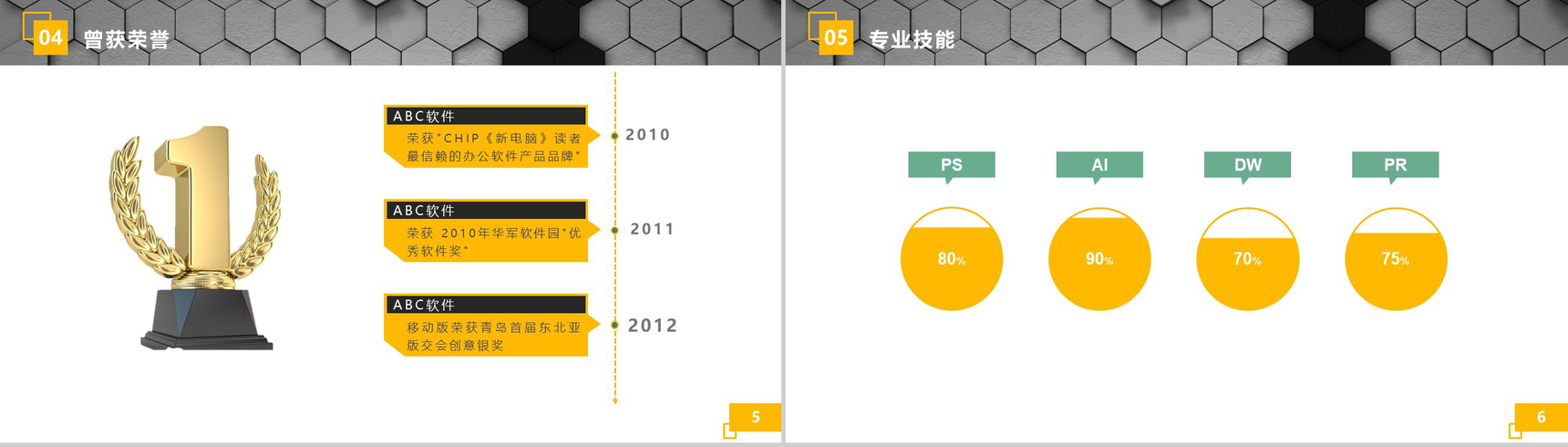 创意六边形几何封面岗位面试个人简历PPT模板-4