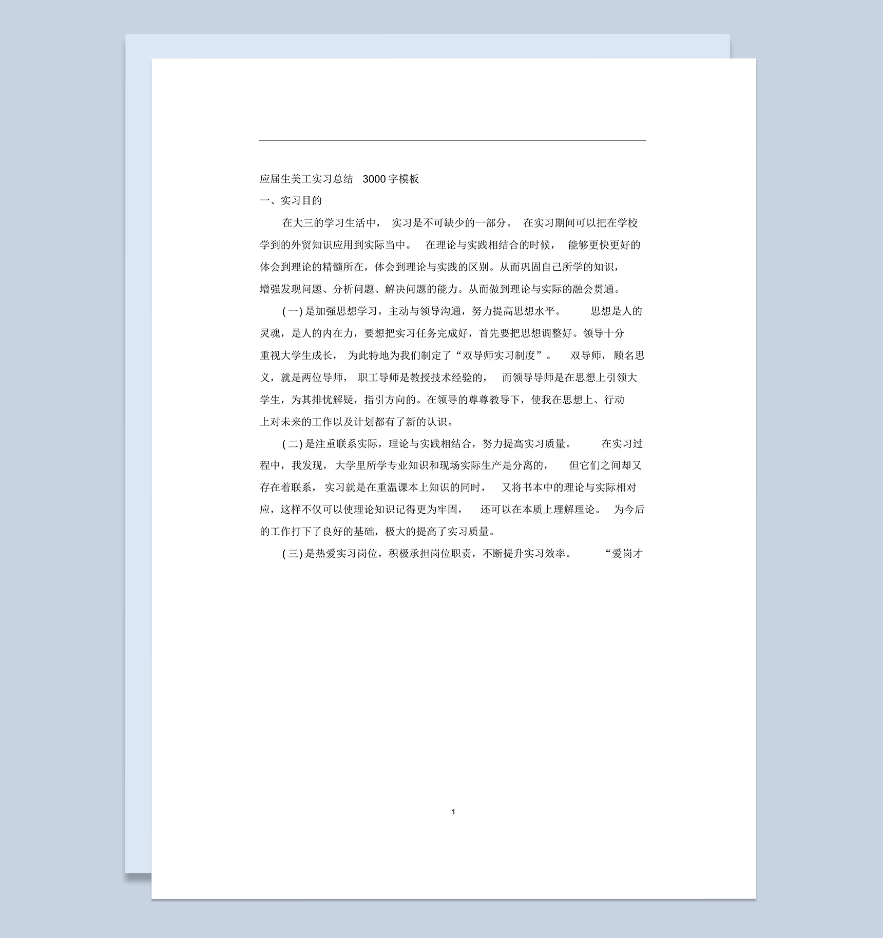 应届生美工专业实习总结汇报范本Word模板