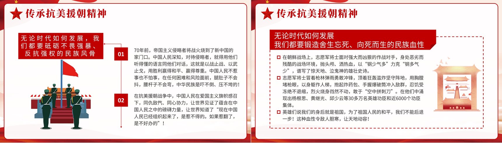 党政风抗美援朝纪念日长津湖战役爱国教育主题班会讲座历史教学课件PPT模板-8